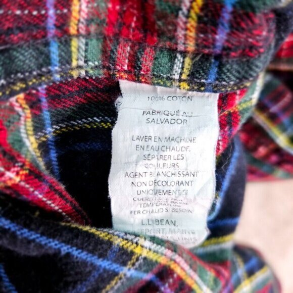 L.L.Bean Flannel Shirt Multicolor Plaid Button-Down Long Sleeve Pocket Men's XL - Picture 8 of 11